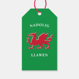 Nadolig Llawen Welsh Simple Celtic God jul Presentetikett