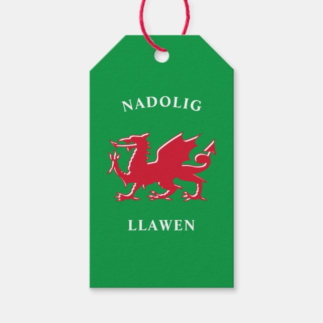 Nadolig Llawen Welsh Simple Celtic God jul Presentetikett (Framsidan)