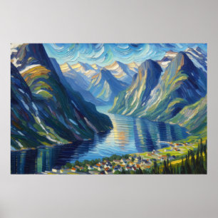 Næ røyfjord Oljemålning Poster
