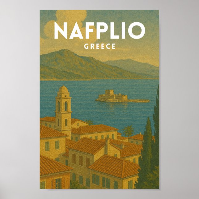 Nafplio Greece Vintage Journey Poster (Framsidan)
