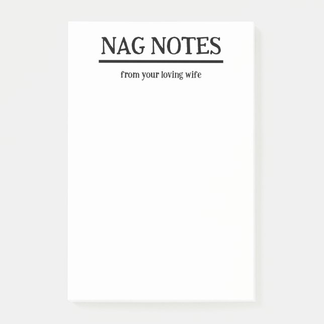 Nag Notes från din älskande fru Funny Notes Post-it Block (Framsida)