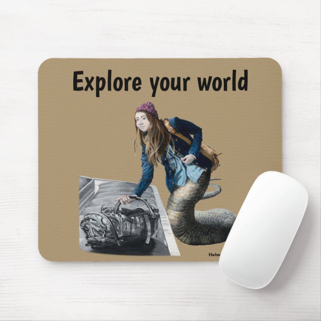 Naga Explorer World Travel Fantasy Art Mouse Pad Musmatta (Med mus)