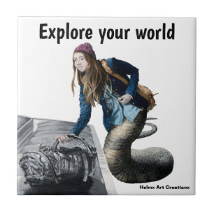 Naga Explorer World Travel Fantasy Ceramic Tile Kakelplatta