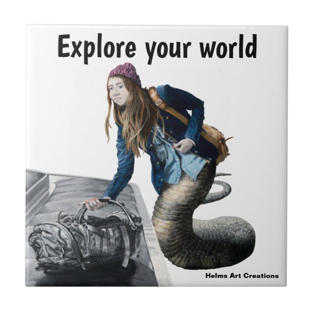 Naga Explorer World Travel Fantasy Ceramic Tile Kakelplatta (Framsidan)