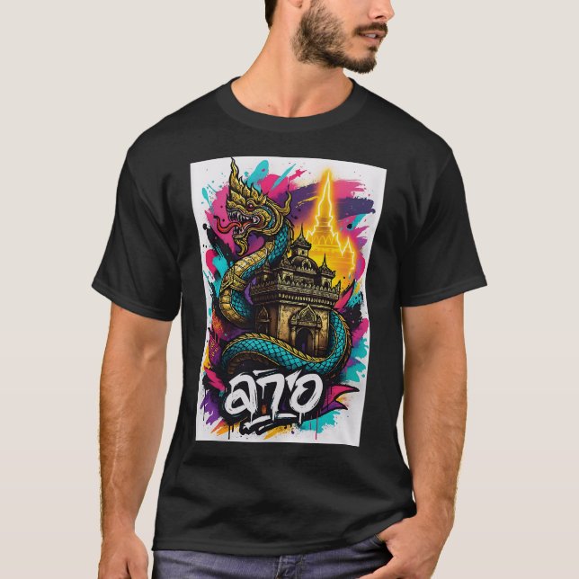 Naga- och patuxay lao streetwear t shirt (Framsida)