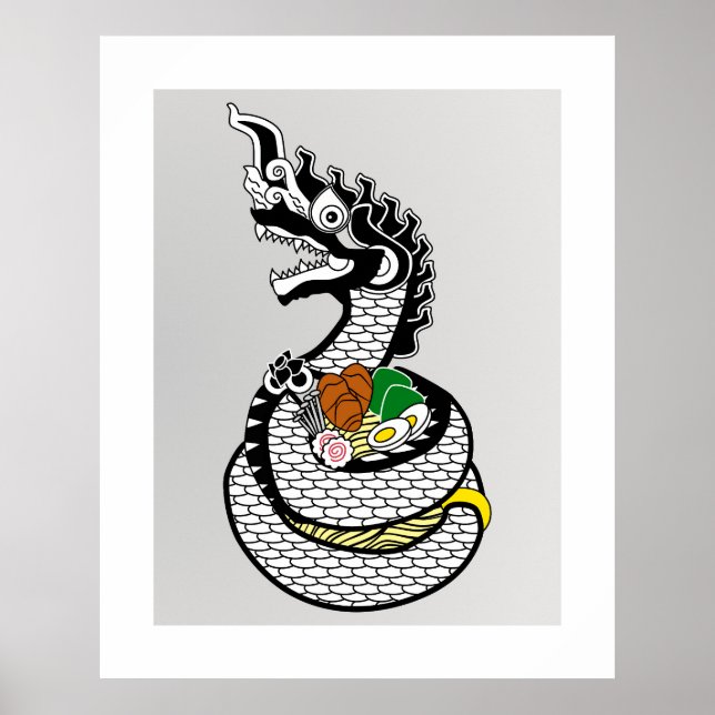 Naga Ramen Thai Japan Fusion Food Fantasy Wall Art Poster (Framsidan)