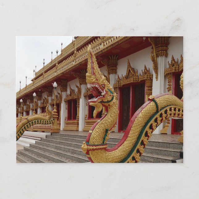 Naga vid 9 Story Stupa, Khon Kaen Vykort (Framsida)