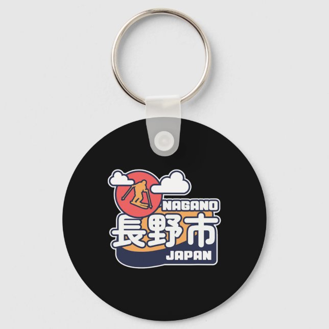 Nagano Japan Ski Resort Skiing Japanese Alps Trave Nyckelring (Framsida)