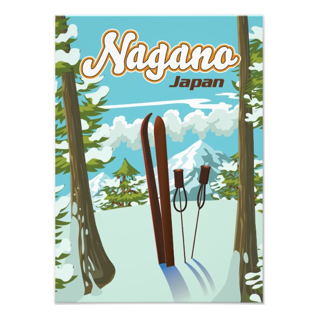 Nagano Japan skidposter Fototryck (Framsidan)