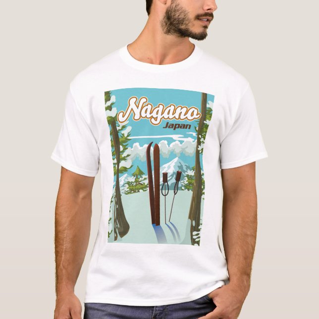 Nagano Japan skidposter T Shirt (Framsida)