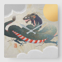 Nagasaki Dragon Square Wall Clock Fyrkantig Klocka