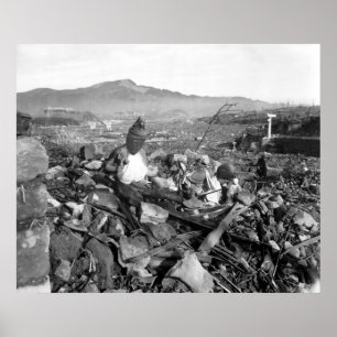 Nagasaki Japan efter det atom- bombarderar Poster