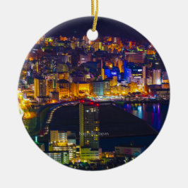 Nagasaki Japan på natten Julgransprydnad Keramik