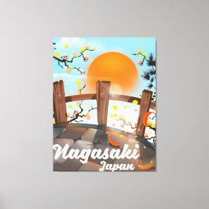 Nagasaki Japansk blommar poster. Canvastryck
