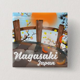 Nagasaki Japansk blommar poster. Knapp