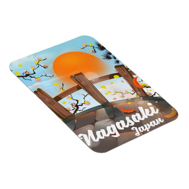 Nagasaki Japansk blommar poster. Magnet (Högersidan)