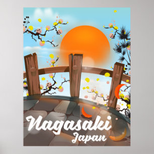 Nagasaki Japansk blommar poster. Poster