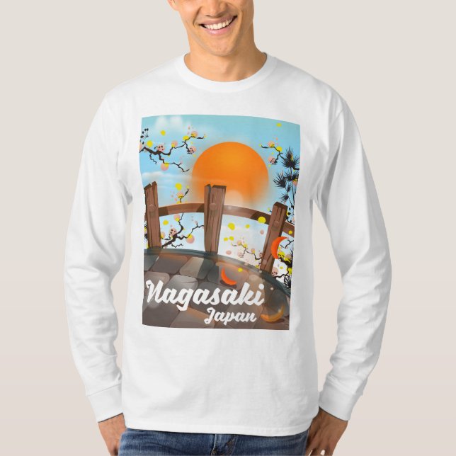 Nagasaki Japansk blommar poster. T Shirt (Framsida)