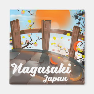 Nagasaki japansk blommaraffisch magnet