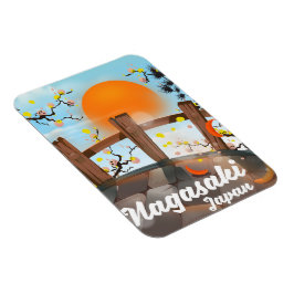 Nagasaki japansk blomsteraffisch. magnet