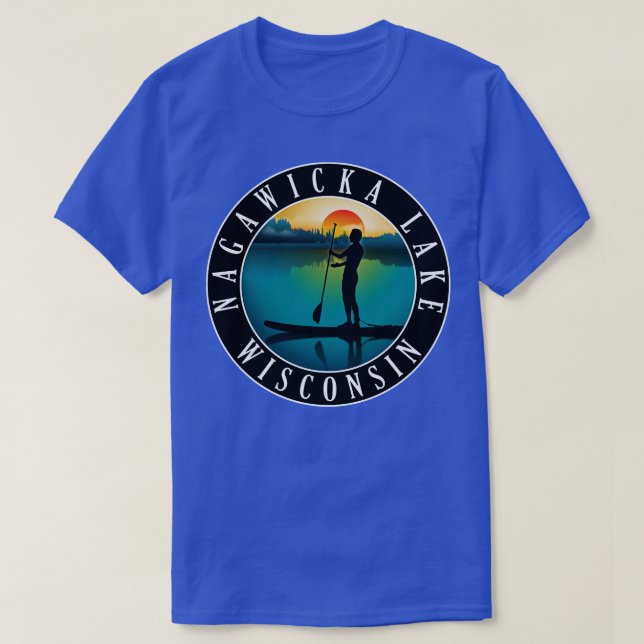 Nagawicka Sjö Wisconsin Paddleboarding T Shirt (Design framsida)