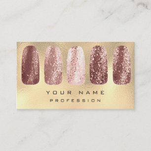 Nagel Art Glitter Metall Glam Champagne Ro Guld Visitkort