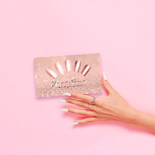 Nagel Art Glitter Smala Pastel Rosa ros Guld Visitkort