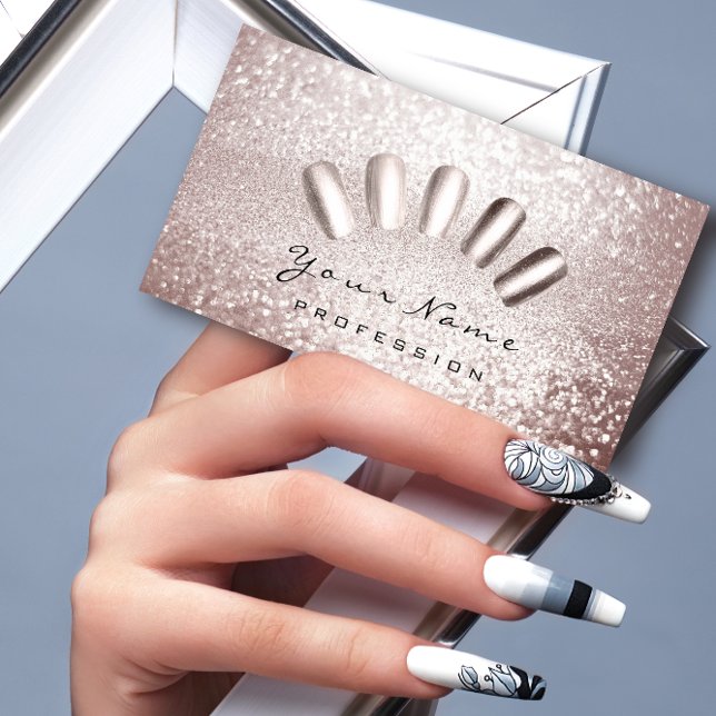 Nagel Artist Glitter Grått Lux Manicuure Pedicure Visitkort (Skapare uppladdad)