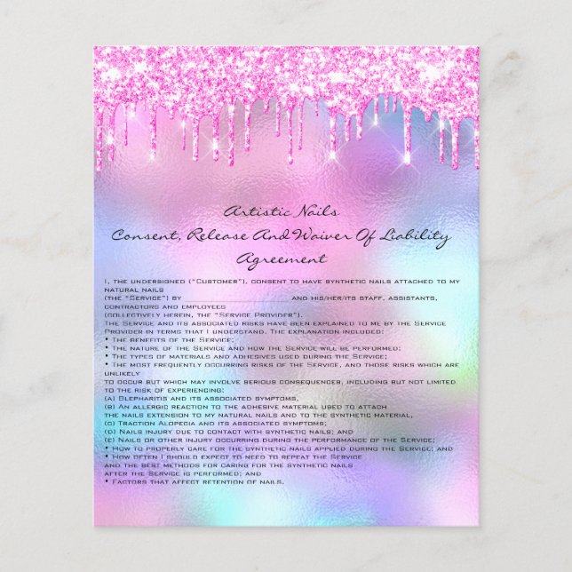 Nagel Artist Liability Waiver Ro Rosa Drives Blue Flygblad (Framsidan)