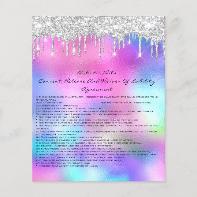 Nagel Artist Liability Waiver Ro Rosa Silver Flygblad (Framsidan)