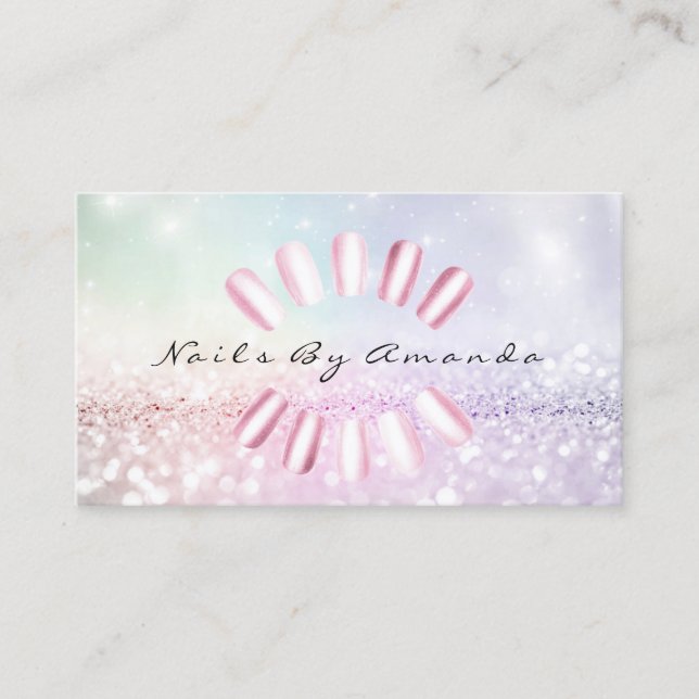 Nagel Artist Makeup Blue Pastel Rosa Möte Tidsbeställning Kort (Framsida)