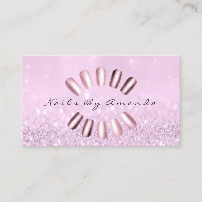 Nagel Artist Makeup Lavender Rosa Möte Tidsbeställning Kort (Framsida)