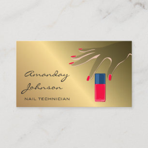 Nagel Artist Modern Red Manicuure Pedicure Guld Visitkort