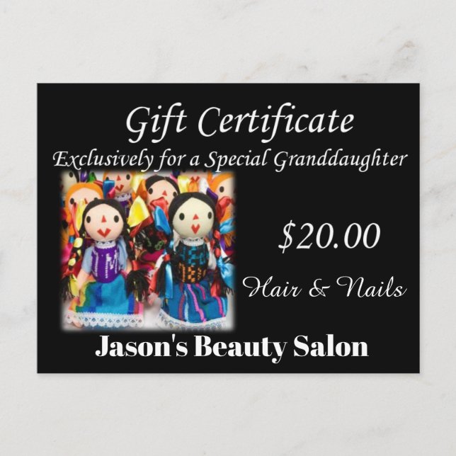 Nagel & Beauty Salon, Barbershop, Gift Certificate Vykort (Framsida)