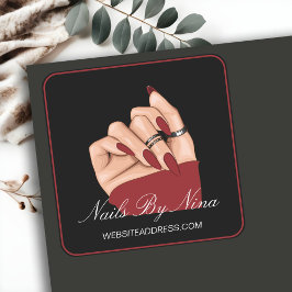 Nagel Beauty Salon Manicurist Branded Promotional Fyrkantigt Klistermärke