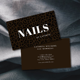 Nagel Brown Animal Print Nail Technician Visitkort
