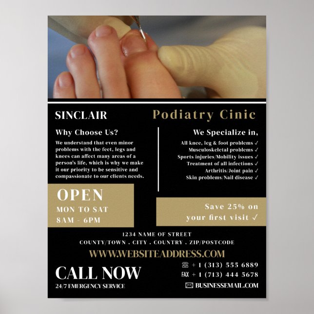 Nagel Care Porträtt, Podiatry Clinic, Podiatrist Poster (Framsidan)