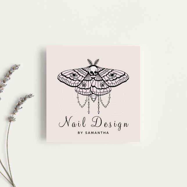 Nagel Design Acrylic Manicuure Pedicure Butterfly Fyrkantigt Visitkort (Skapare uppladdad)