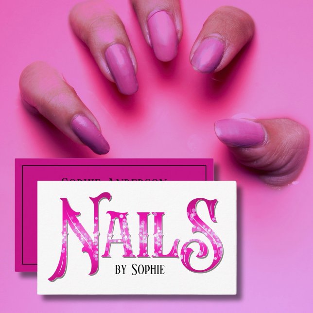 Nagel efter typografi Shock rosa Visitkort (Skapare uppladdad)