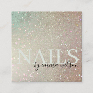 Nagel Glitter Grönt Rosa Aqua Shiny Shimmer Fyrkantigt Visitkort