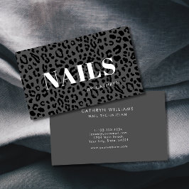 Nagel Grått Animal Print Nail Technician Visitkort
