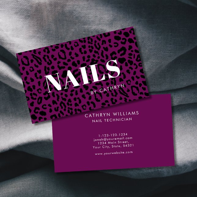 Nagel Lila Animal Print Nail Technician Visitkort (Skapare uppladdad)