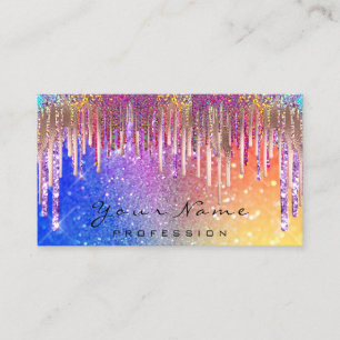Nagel Makeup Artist Holograph Drip Glitter Rainbo Visitkort