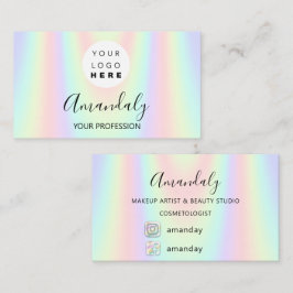 Nagel Makeup Artist Logotyp Holograph Sjöjungfru F Visitkort