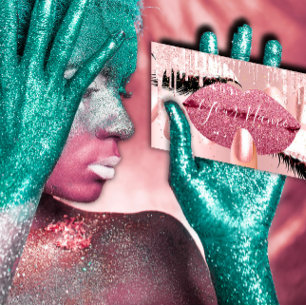 Nagel Makeup Artist Ro Kiss Läppar Rosa Lash Visitkort