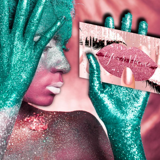 Nagel Makeup Artist Ro Kiss Läppar Rosa Lash Visitkort (Skapare uppladdad)