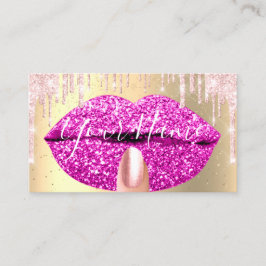 Nagel Makeup Artist Rosa Drips Kiss Läppar Fuchsia Visitkort