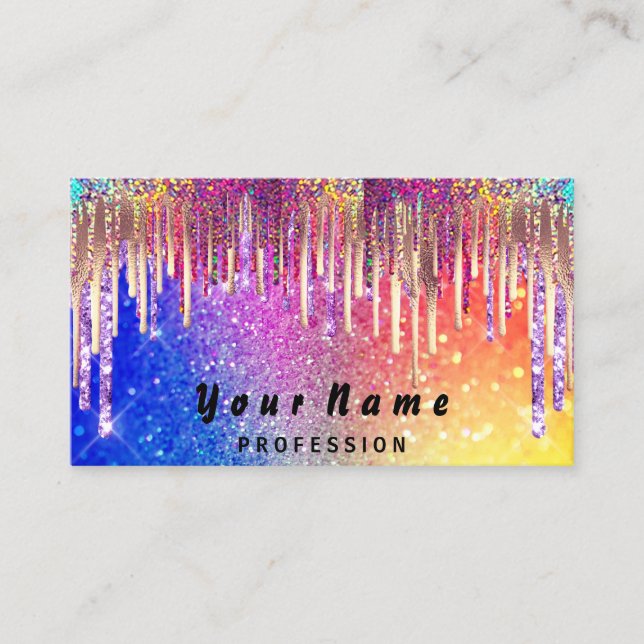 Nagel Makeup Lash Holograph Hett Rainbow Visitkort (Framsida)