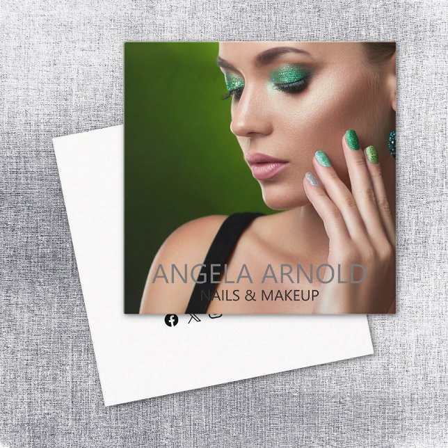 Nagel Makeup Specialist Beauty Salon Fyrkantigt Visitkort (Skapare uppladdad)