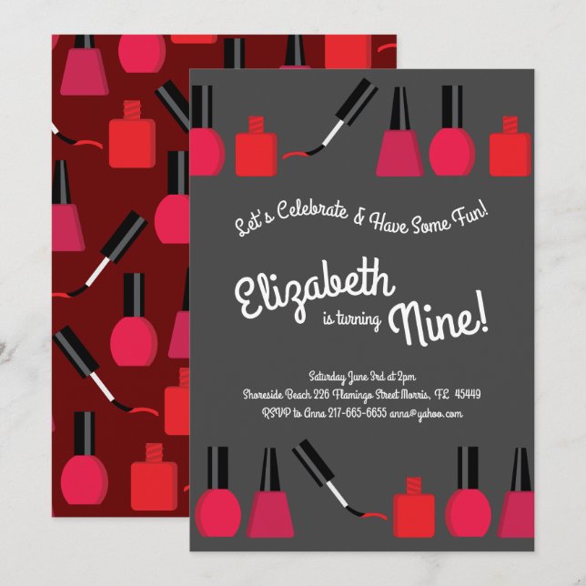 Nagel målning av polska barn Flick kalas Inbjudningar (Fram/baksida)